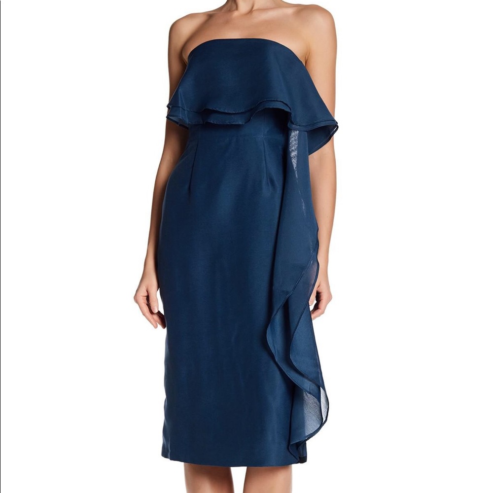 Keepsake Blue Vegas Nights Ruffle Trim Dress